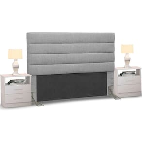 Cabeceira Cama Casal King 195cm Greta Linho E 2 Mesas De Cabeceira Dm1 Branco - Mpozenato Linho Areia