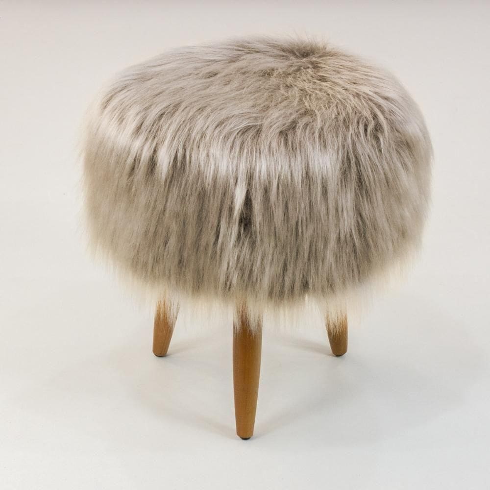 Puff Banqueta Decorativo Pés Madeira Bege