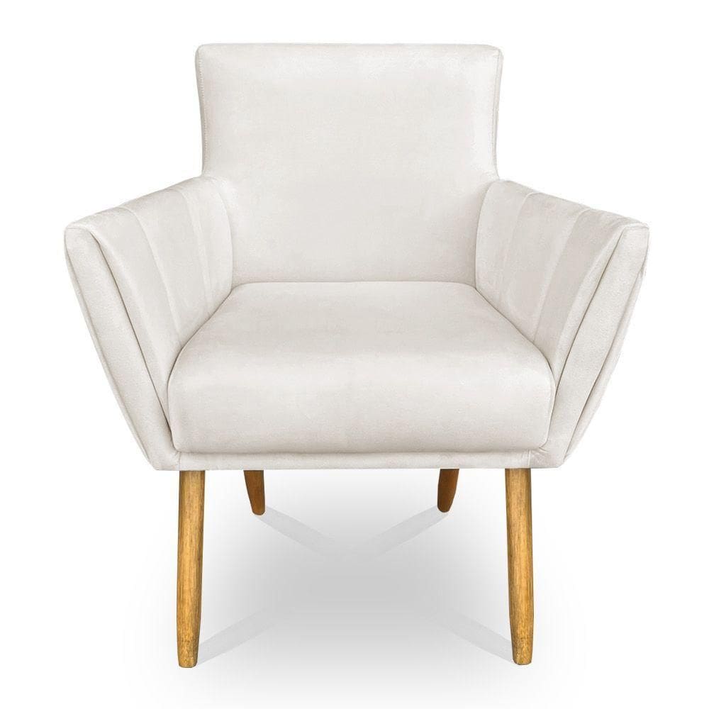 Poltrona Decorativa Leticia Suede Pés Palito Castanho - Pallazio Cor Marrom Rato