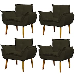 Kit 4 Poltronas Para Descanço Sala Opala Marrom Escuro