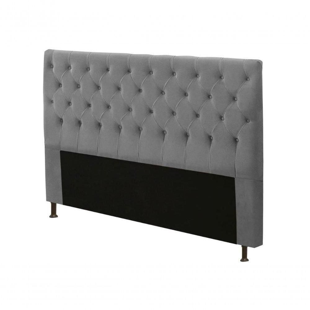 Cabeceira Cama Casal Queen 160cm Cristal Veludo - Js Móveis Cinza