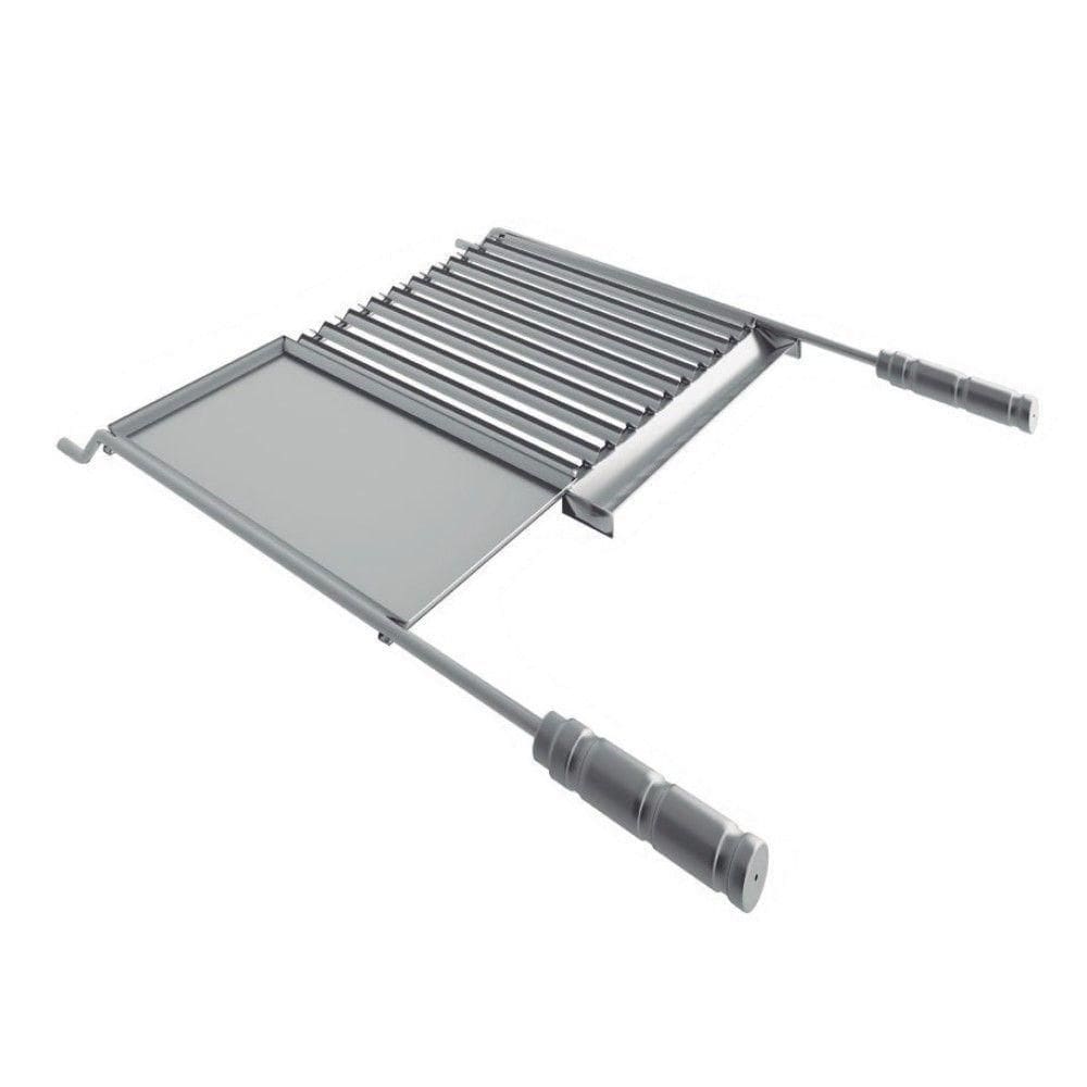 Grelha Para Churrasco Em Aço Inox Com Chapa Auxiliar E Coletor De Gordura 77x65 Cm