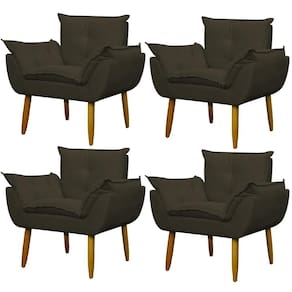 Kit 4 Poltronas Para Descanço Sala Opala Marrom