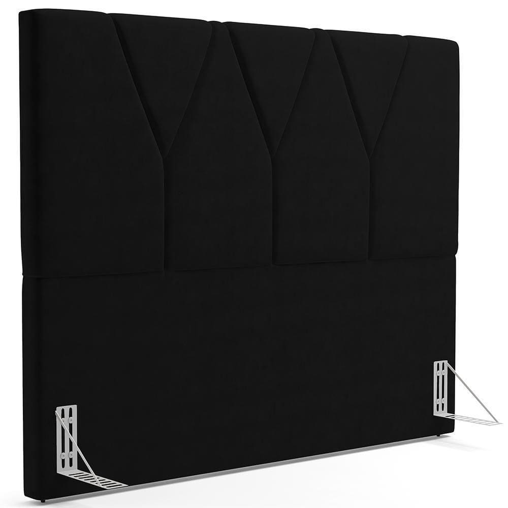 Cabeceira Cama Casal 140cm Aura Suede W01 Preto - Mpozenato