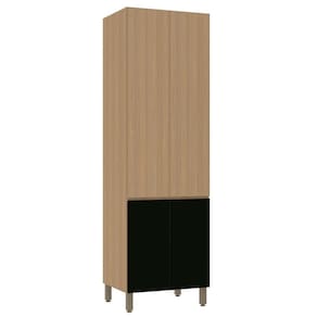 Paneleiro Duplo 70cm 4 Portas Slim Luciane Móveis Freijó-freijó -preto