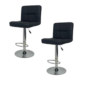 Kit 2 Banquetas Gomos Comfort Estofada Giratória Altura Regulável Preto
