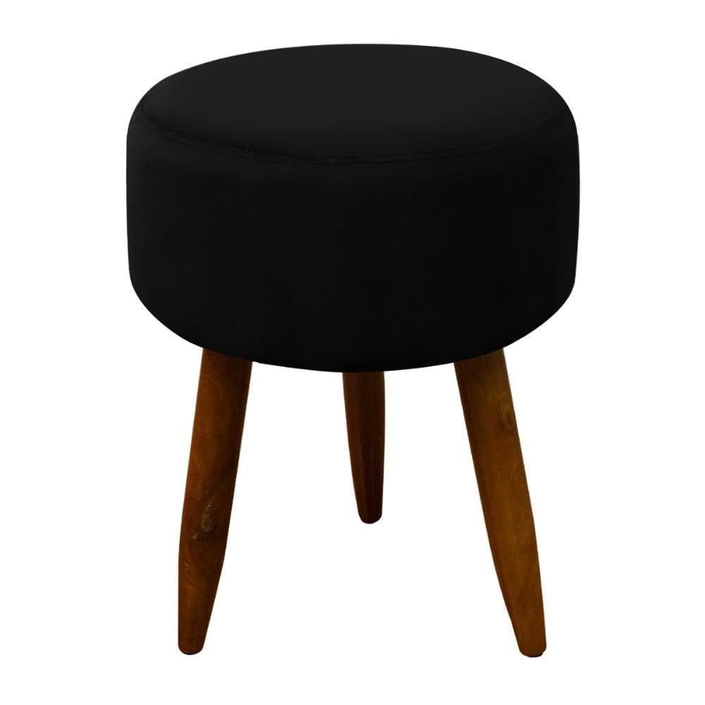 Puff Banqueta Decorativo Pés Madeira Preto