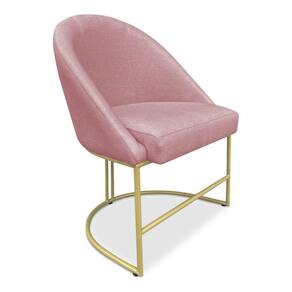 Cadeira Poltrona De Jantar Bela Veludo Rosê Base Metálica Industrial Dourado - Pallazio