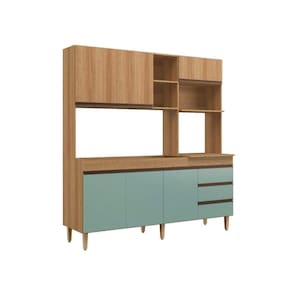 Armário De Cozinha Compacta Em Mdp Mel E Verde 1,95 X 1,85 M Splendore