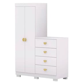 Guarda Roupa Cômoda 4 Gavetas 120cm Cristal Branco Vila Rica