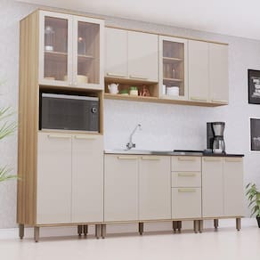 Cozinha Modulada Compacta 5 Peças Sem Tampo De 120 E Sem Pia Avelã-mocca Laca
