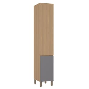 Paneleiro Simples 40cm 2 Portas Slim Luciane Móveis Freijó-freijó -cinza Puro