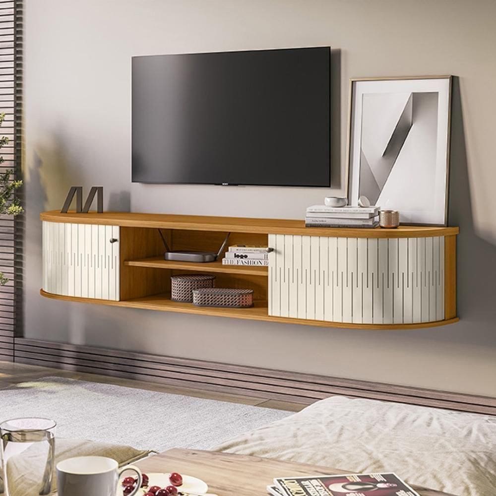 Rack Bancada Suspensa 2 Portas Para De 75" Algarve - Cinamomo Off White