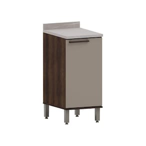 Balcão De Cozinha 40cm 1 Porta E Com Tampo Luna Luciane Móv Nogueira Dourado-cinammon