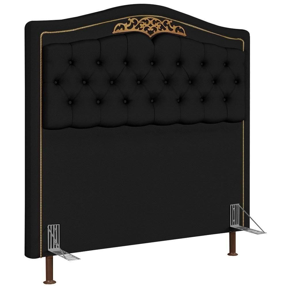 Cabeceira Cama Casal Queen 160cm Com Tachas Imperial J02 Sintético Preto - Mpozenato