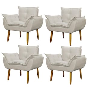 Kit 4 Poltronas Para Descanço Sala Opala Bege