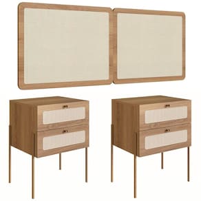 Cabeceira Casal Queen E 2 Mesas Pé Metal Arlo A10 Hanover/dourado - Mpozenato