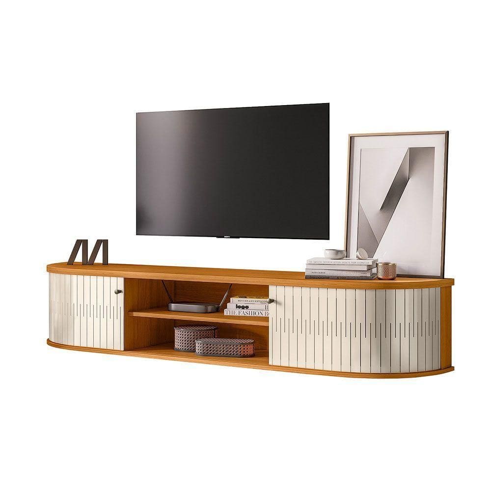 Rack Bancada Suspensa Para 75 Polegadas 183cm Onix Cinamomo-off White - Pallazio