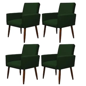 Kit 4 Poltronas Para Sala Pés De Madeira Nina Verde