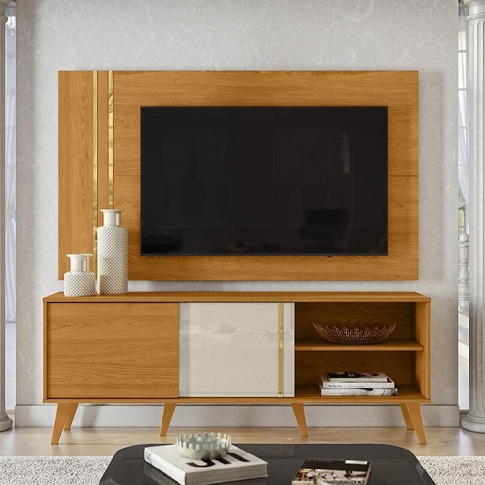 Rack Bancada E Painel Para De 60 Polegadas Cronos - Cinamomo Off White