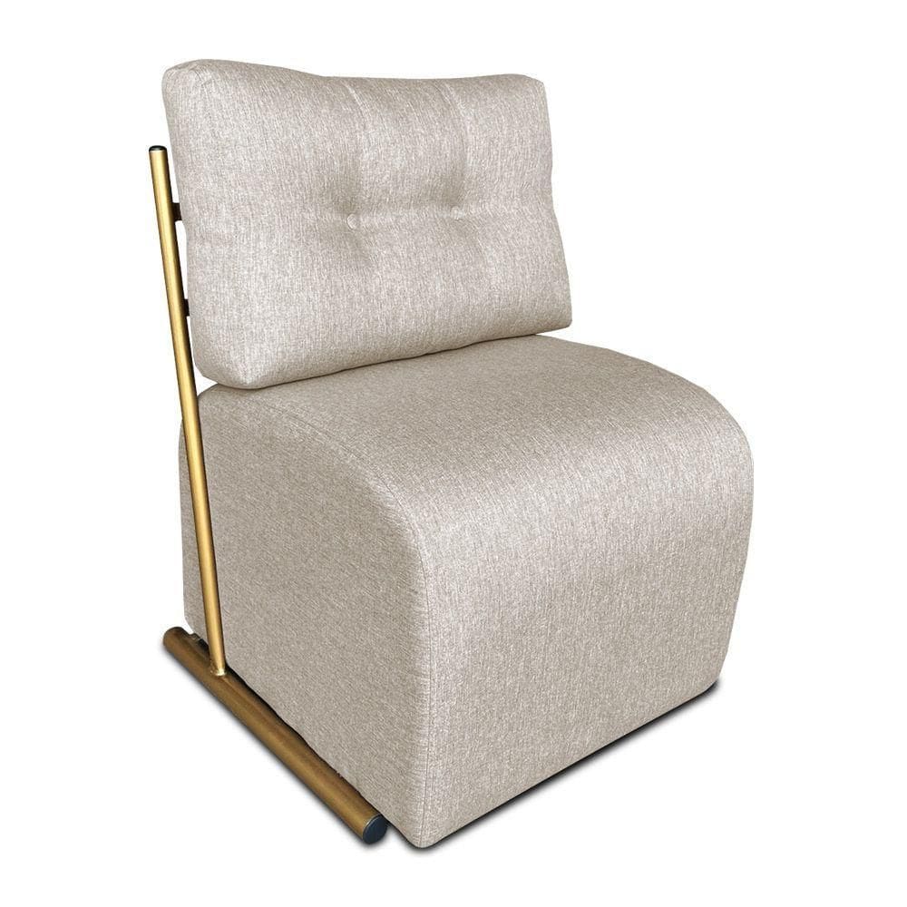 Poltrona Luxo Aurora Linho Base De Ferro Dourado - Pallazio Cor Grafite