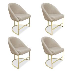 Kit 04 Cadeiras Poltrona De Jantar Bela Veludo Base Metálica Industrial Dourado - Pallazio Cor Preto