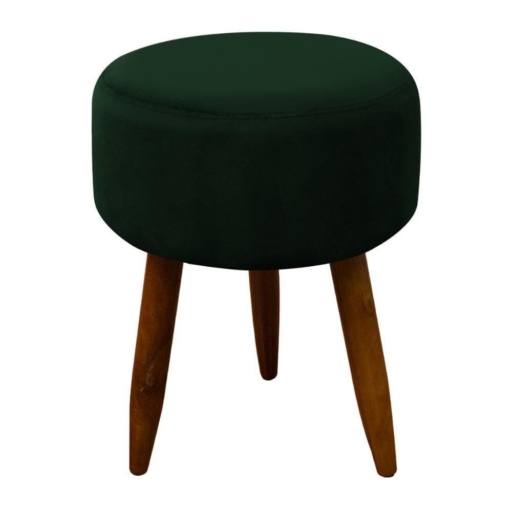 Puff Banqueta Decorativo Pés Madeira Verde