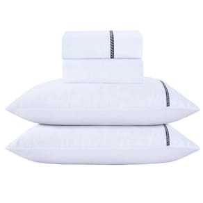Jogo De Cama Lençol King Veraneio Percal 300 Fios 4 Peças - Branco - 100% Poliéster