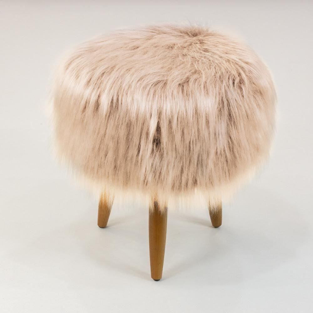 Puff Banqueta Decorativo Pés Madeira Rosê