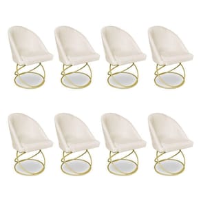 Kit 08 Cadeiras Poltrona De Jantar Bela Veludo Base Metálica Luxo Dourado - Pallazio Cor Grafite