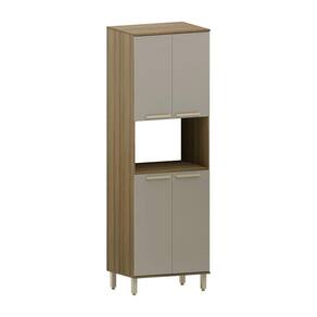 Paneleiro 70cm 4 Portas Com 1 Nicho Microondas Isis Luciane Avelã-mocca Laca