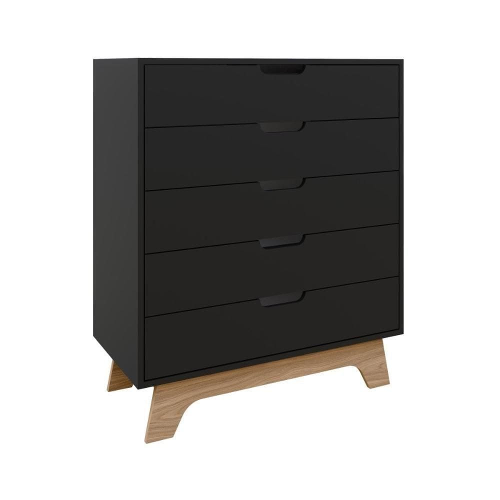 Cômoda 5 Gavetas 80cm Alice - Preto