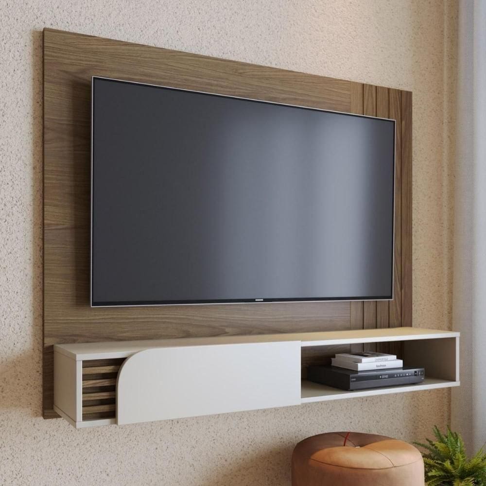 Painel Home Suspenso 1 Porta `s 60" Jurerê - Amêndoa Off White Matte