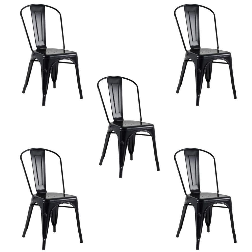 Kit 5 Cadeiras Oficial Iron Tolix Preto