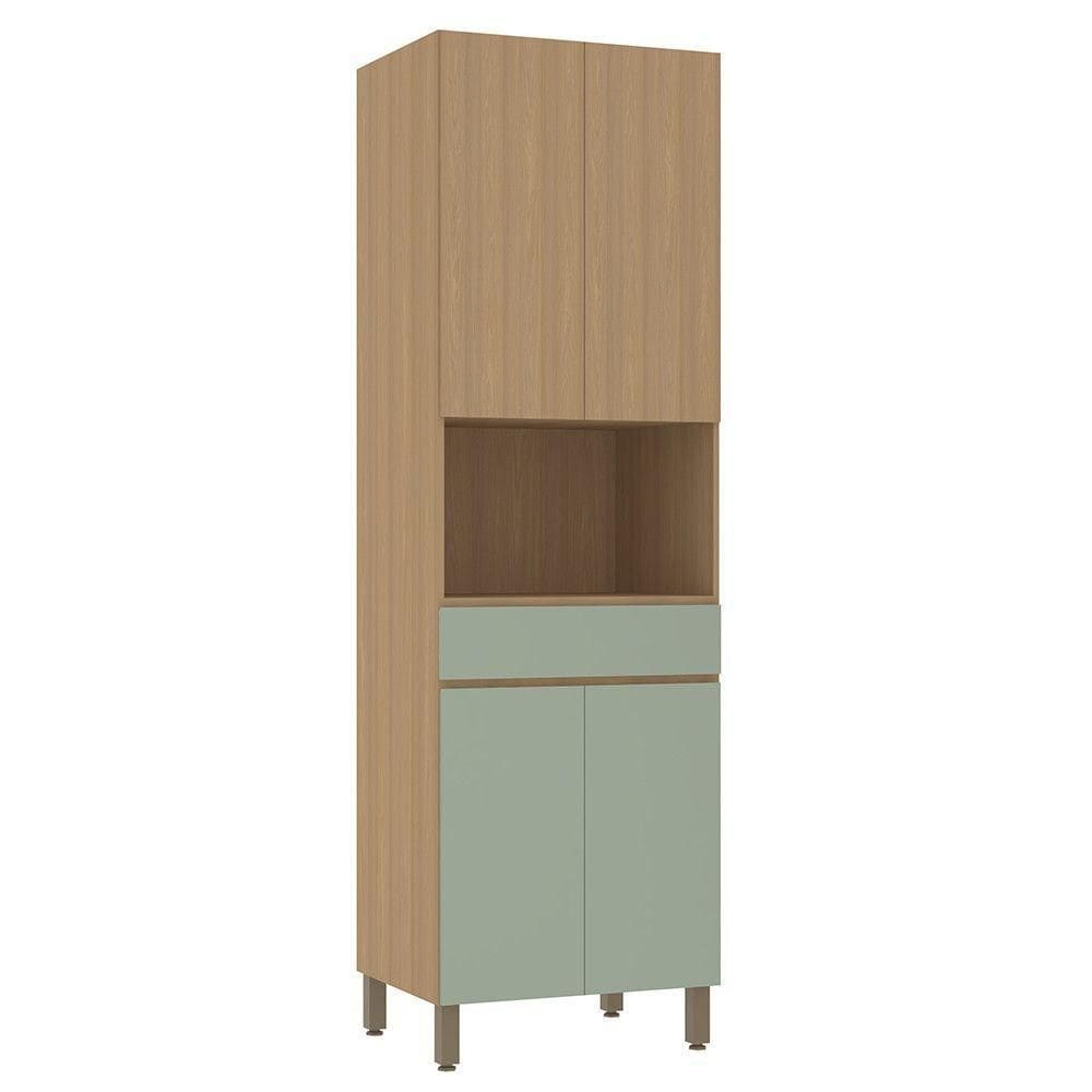 Paneleiro 70cm 4 Portas E 1 Gaveta Com Espaço Para Micro-ond Freijó-freijó -verde Jade