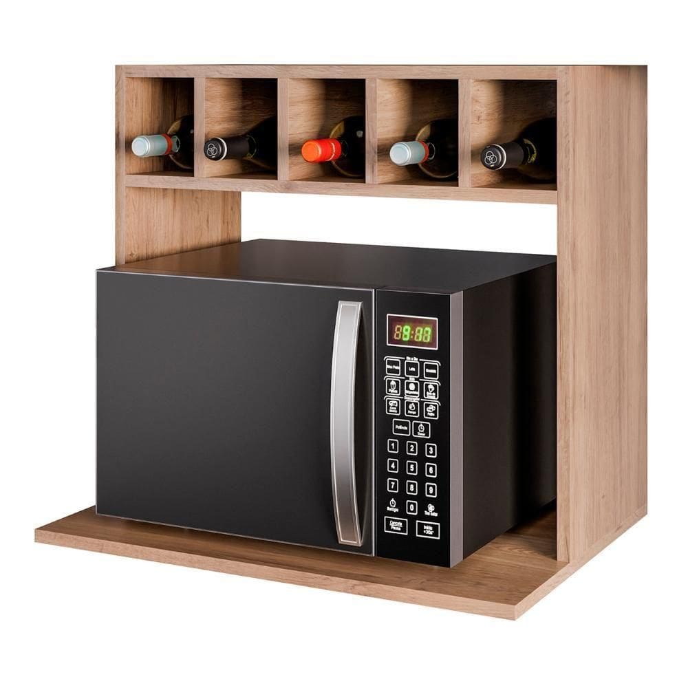 Suporte Micro-ondas Forno Armário Aéreo Com Adega 60cm Lótus M24 Freijó - Mpozenato