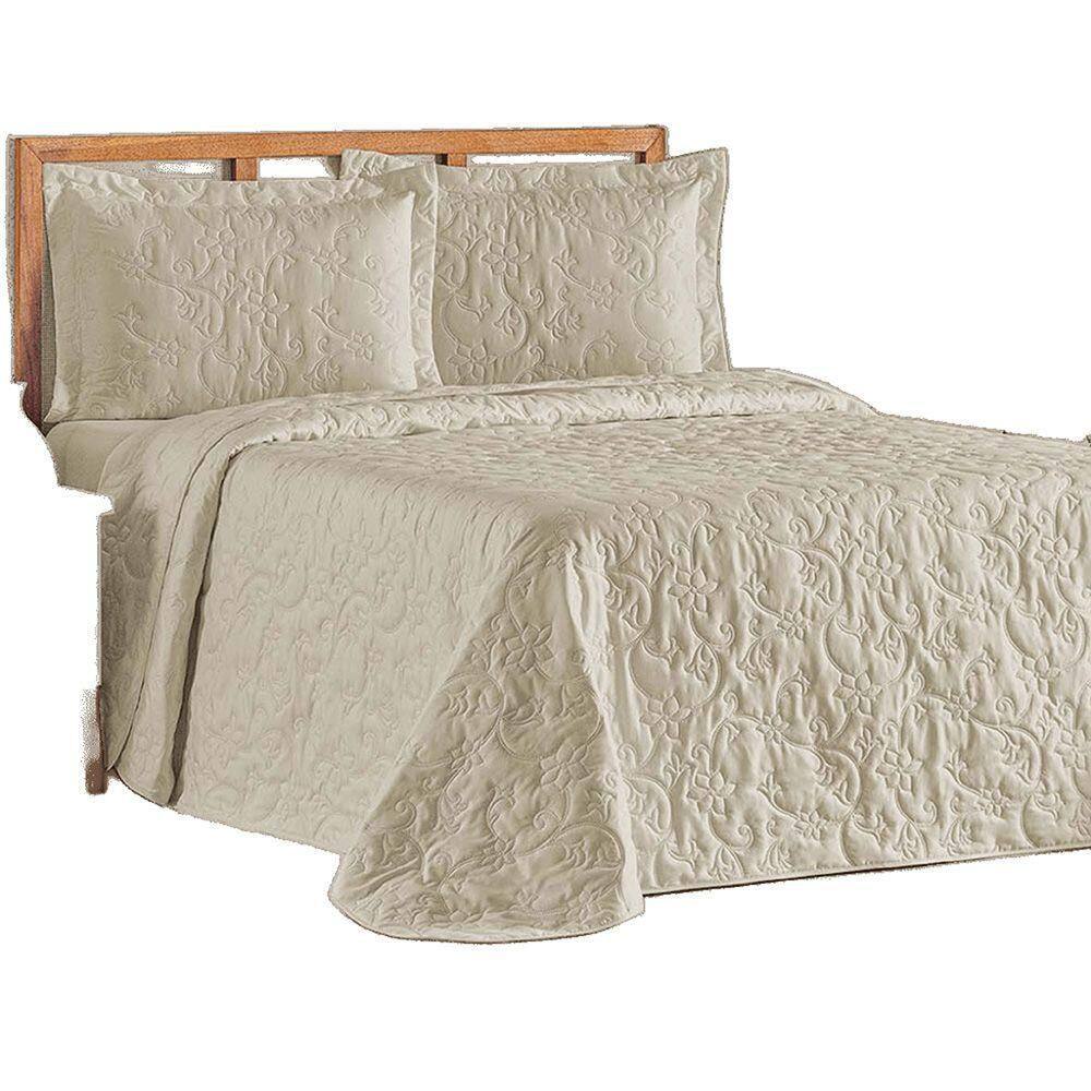 Cobre Leito Colcha Queen Mobili 03 Peças - Cáqui - 100% Poliéster