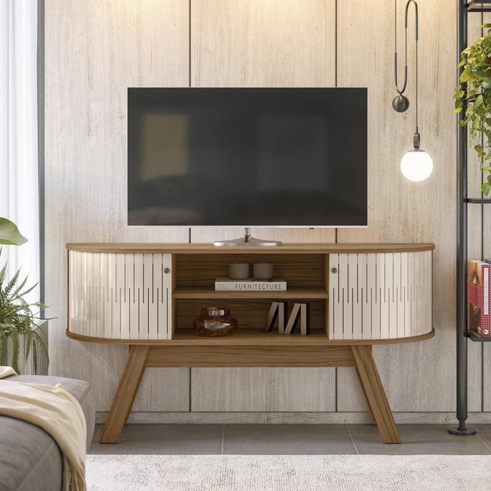 Rack Bancada 2 Portas Para De 55 Polegadas Atlanta - Naturale Off White Naturale Off White