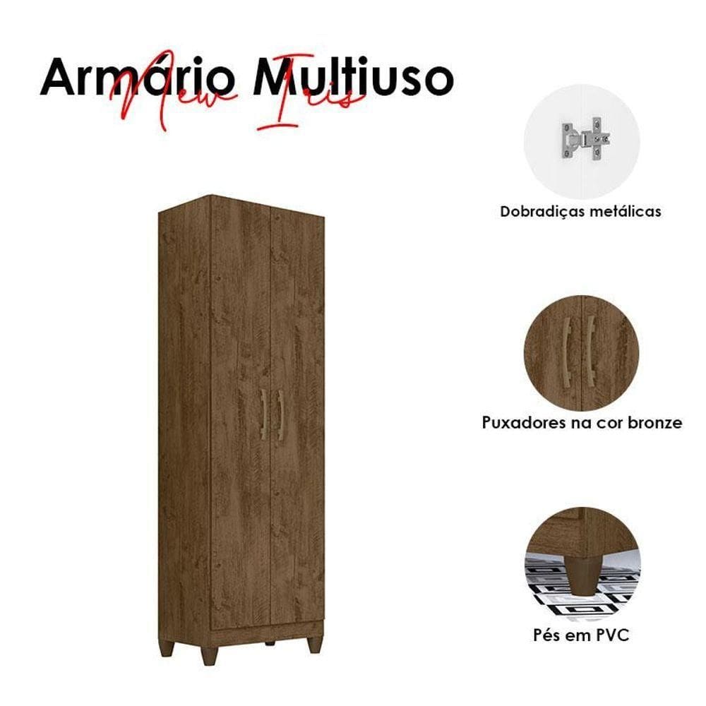 Armário Multiuso New Iris Castanho Wood | Casas Bahia