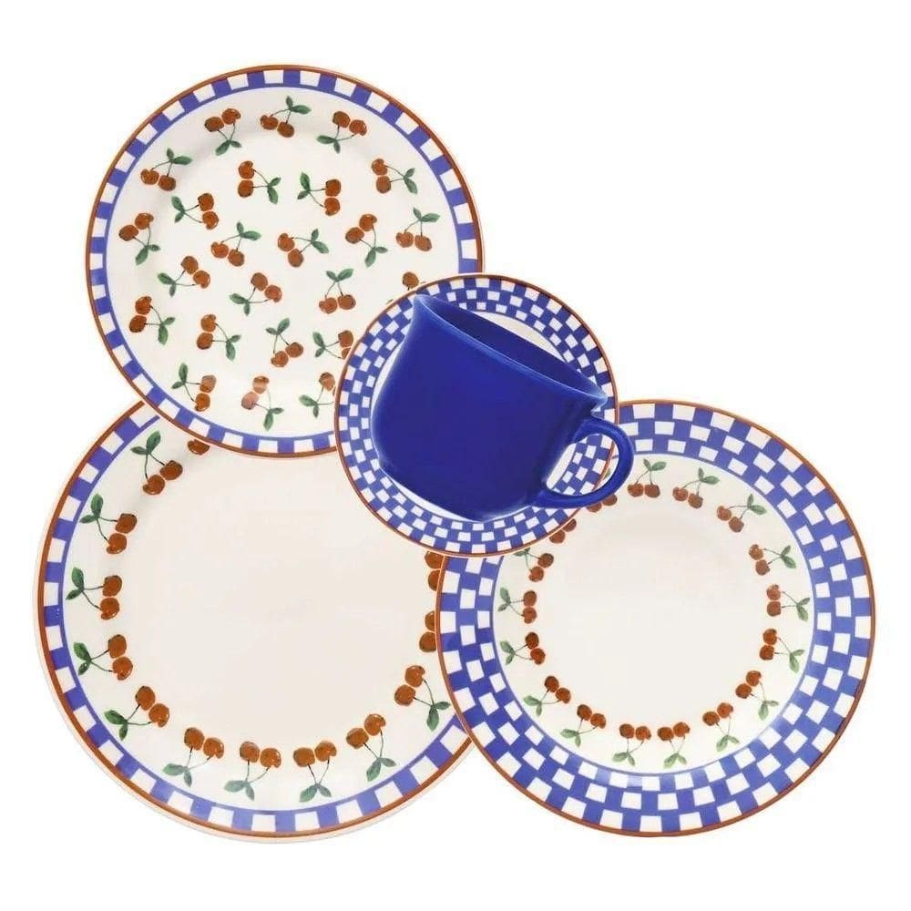 Aparelho De Jantar 30 Peças Donna Jardim De Cereja Oxford