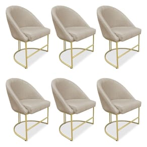 Kit 06 Cadeiras Poltrona De Jantar Bela Veludo Base Metálica Industrial Dourado - Pallazio Cor Grafite