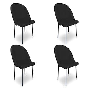 Kit 4 Cadeiras Poltrona De Jantar Ariel Suede Preto Pés De Ferro Preto - Pallazio