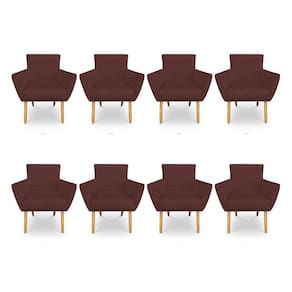 Kit 8 Poltronas Decorativa Leticia Suede Marsala Pés Palito Castanho - Pallazio