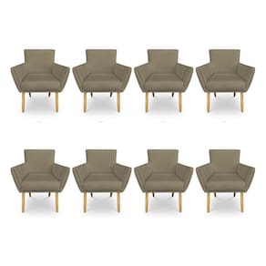 Kit 8 Poltronas Decorativa Leticia Suede Marrom Rato Pés Palito Castanho - Pallazio