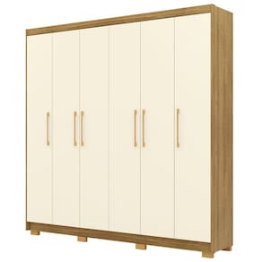 Guarda Roupa Casal 223cm 6 Portas Pernambuco Nature-champanhe Vila Rica