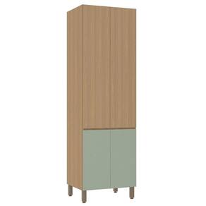 Paneleiro Duplo 70cm 4 Portas Slim Luciane Móveis Freijó-freijó -verde Jade
