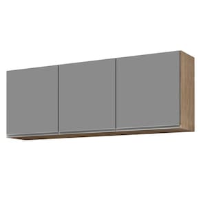 Armário Aéreo De Cozinha 150cm 3 Portas Argélia Castanho-cinza - Lumil Móveis