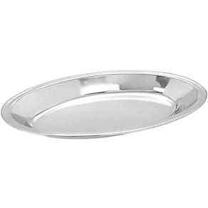 Travessa de Inox Funda Oval 29,5cm Baixela Grande para Servi