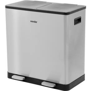Lixeira Dupla Retangular 30L Pedal Aço Inox Vonder Multiuso
