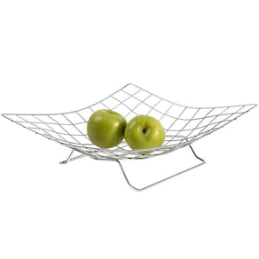 Fruteira de Mesa Cromada com Pedestal Cesto para Frutas Aram